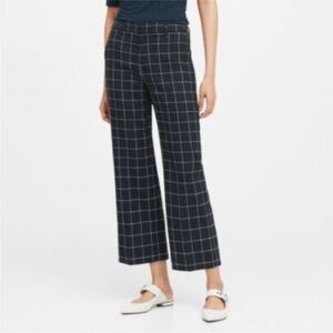 Banana Republic Women's Navy Blue Checkered Pants Cropped High Rise Wide Leg